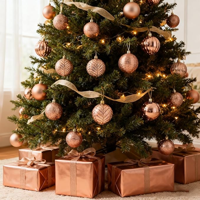 LANGXUN 36pcs Champagne Gold Christmas Tree Decorations Balls, Bolas De Navidad, 2025 Christmas Decor, Indoor Outdoor Shatterproof Christmas Ornaments, Xmars Party Wedding Suppiles