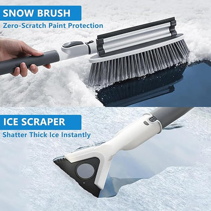 47.3" Car Snow Brush & Snow Broom for Truck SUV | Extendable Ice Scrapers for Car Windshield with Foam Grip | No-Scratch Soft Bristles for Vehicle Roof Cleaning | Heavy Duty Auto Snow Removal Tool
