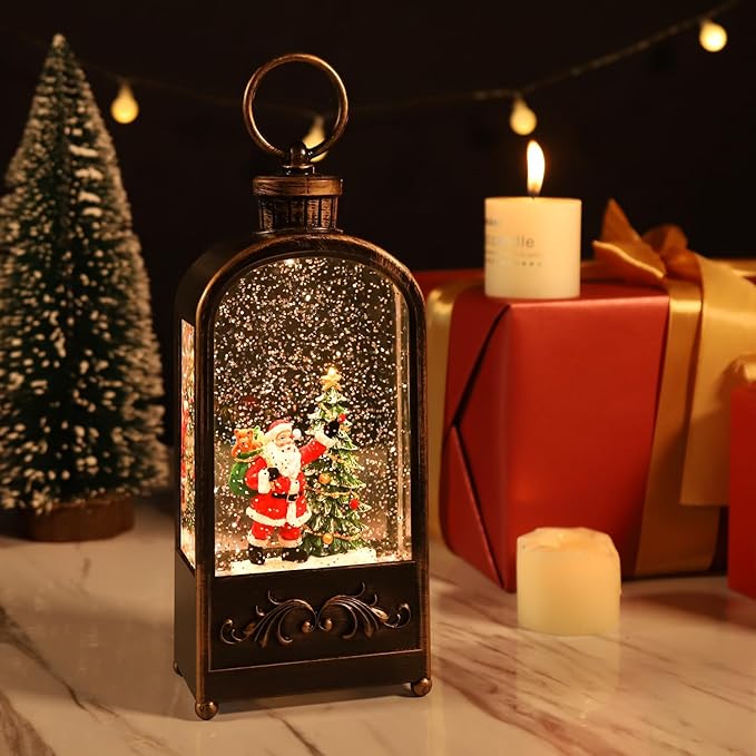 Christmas Decorations Indoor-Musical Snow Globe Christmas,Santa Christmass Tree Lighted Scene Snow Globes Lantern USB or Battery Powered,Christmass Decorations Decor for Home