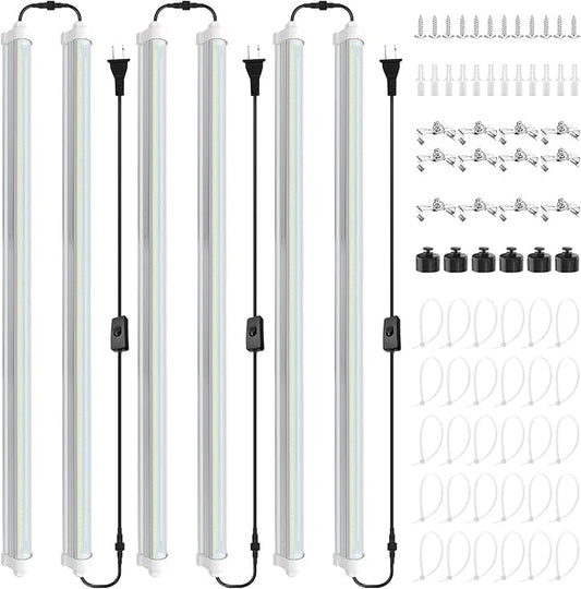 JESLED T8 Plant Grow Lights, 4FT Full Spectrum Grow Light, 288W(6 X 48W,1800W Eqiv), Linkable Led Grow Light Strip for Greenhouse, Plant Shelves, Plug and Play, Natural White, 6-Pack