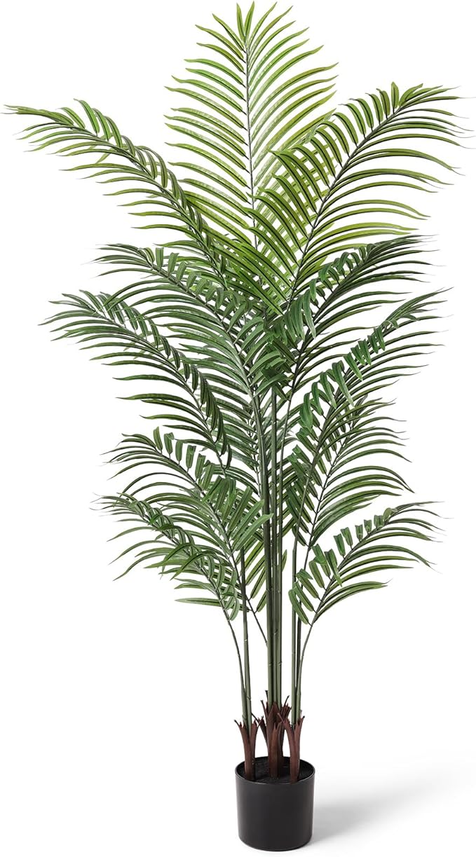 Artificial Palm Tree 5.5Ft Faux Dypsis Lutescens - Tall Fake Plant with Adjustable Branches, No Maintenance, Tropical Tree for Indoor Decor - Ideal for Living Room, Office, Bedroom, Commercial Spaces