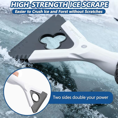 47.3" Car Snow Brush and Ice Scraper, 3-in-1 Extendable Snow Shovel with Wide Head Snow Shovel and Ice Scraper 180° Pivoting Snow Brush Head for Car Windshield, Durable Snow Remover with Foam Grip