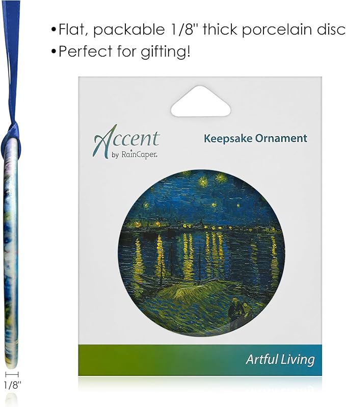 Christmas Tree Ornament, Porcelain Van Gogh Over The Rhone fine Art Keepsake Ornament by RainCaper