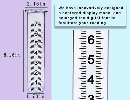 JMBay Rain Gauge Replacement Tube,7 inch Capacity Outdoor Rain Gauge Glass Tube for Garden Yard Home, Upgraded Lip Design Large Font Transparent Measure Tube,Best pcs Tube with 1 Clean Brush.
