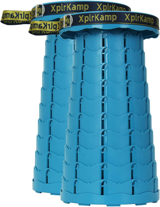 Upgraded Thickened Collapsible Stool, Portable Folding Stool Chair Lightweight But Sturdy Foldable Camping Stool, Retractable Telescopic Seat for Picnics Fishing Hiking BBQ (2, Blue)