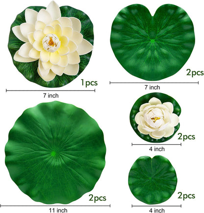Lily Pad for Ponds, 9 PCS Artificial Lotus, Realistic Water Floating Foam Lotuses Fake Lily Pad for Home Garden Patio Pond
