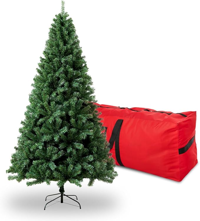 6FT Premium Christmas Tree, Large Spruce Artificial Holiday Xmas Tree with 1,000 PVC Branch Tips for Home, Office, Party Decoration, Metal Hinges & Foldable Base, Easy Assembly,Green