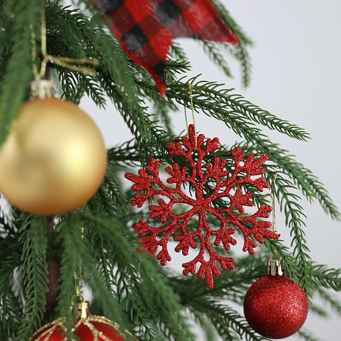 Christmas Tree Ornaments Decorations Set-116ct 1.18-6.5 Inch Assorted Red Gold Shatterproof Decorative Hanging Christmas Ball Ornaments Bulk,Xmas Tree Tabletop Decorations for Holiday Decor