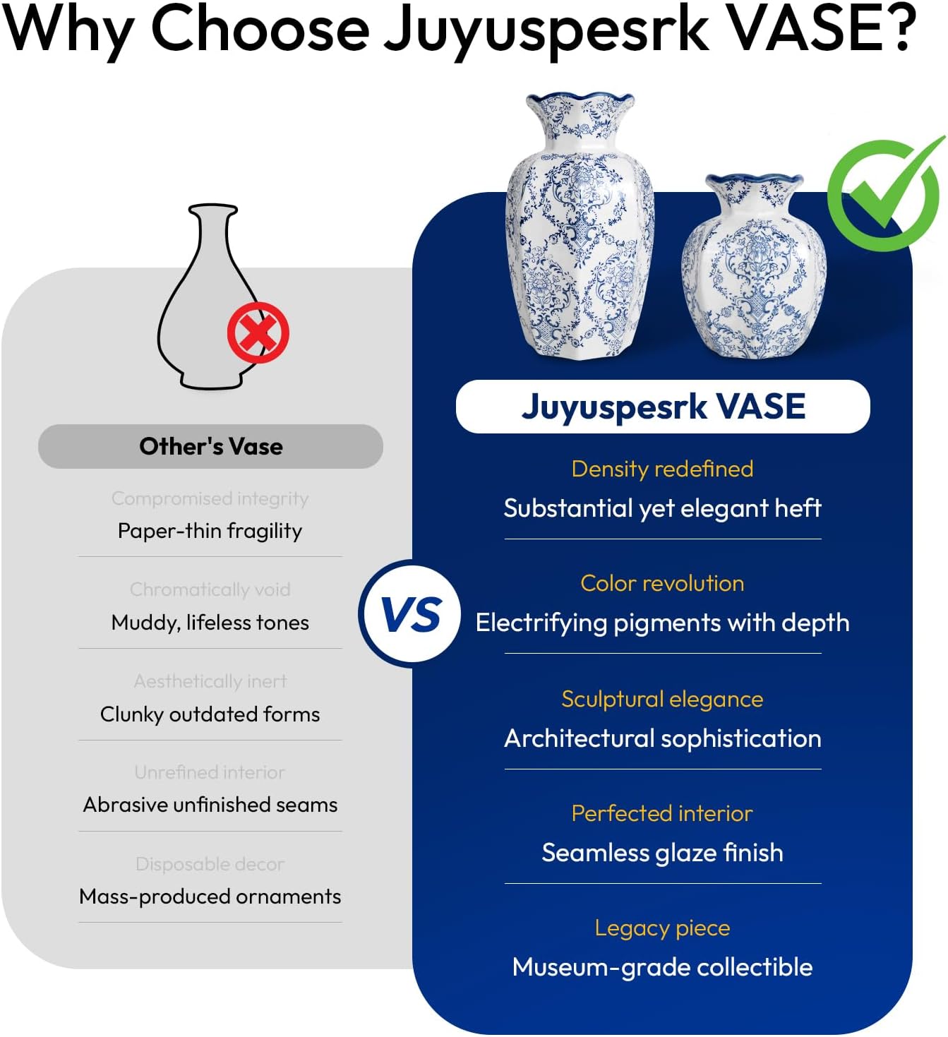 Chinoiserie Vase,Blue and White Vase,Vintage Ceramic Vases,Flower Vase for Centerpiece,Chinese Cute Vases for Living Room, Office,Home Decor (Blue White, Small)
