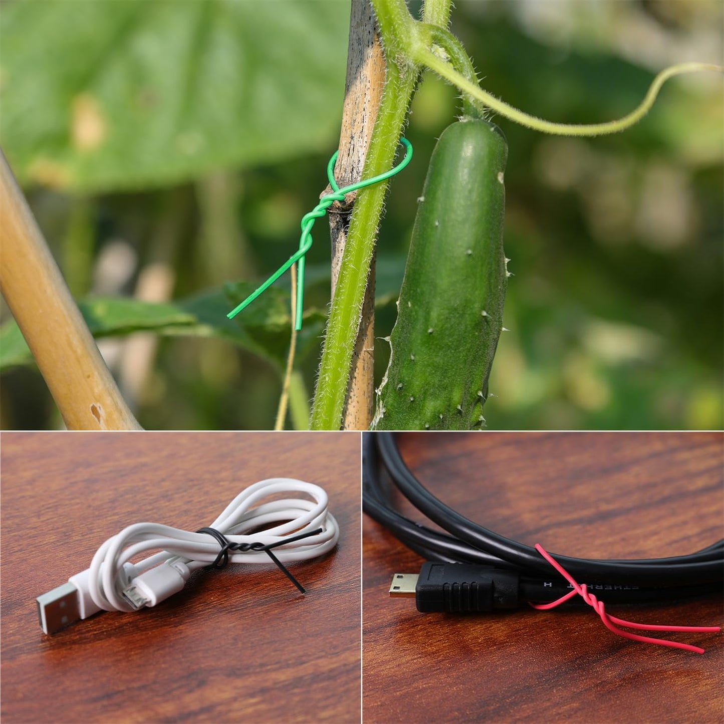 200 Pcs 6 inch Garden Twist Tie, Round Plastic Twist Ties for Plants, Vines and Wrapping Cords or Christmas Tree Gardening Plants Growth and Care, Office Home Cable Organization (Green)