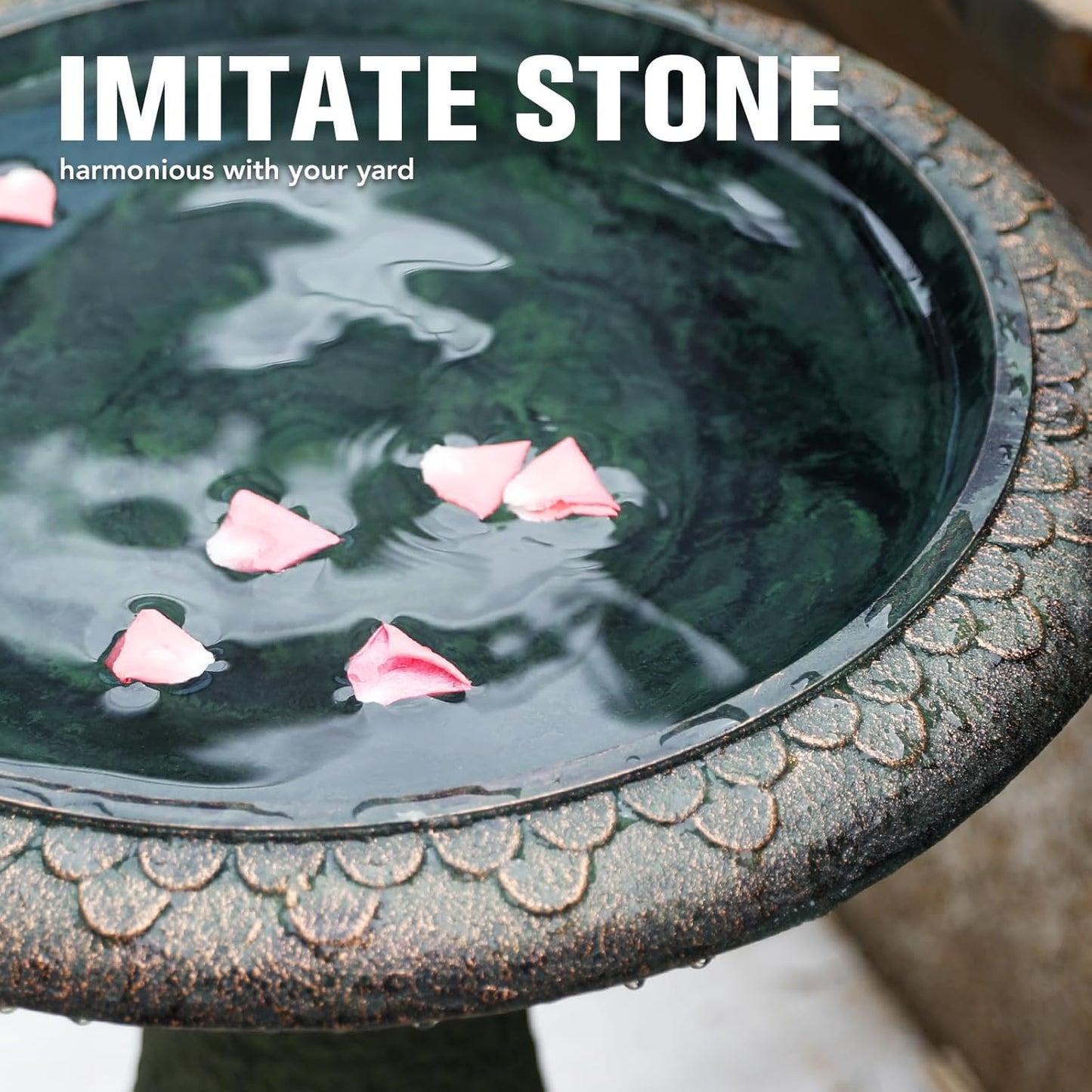 Solution4Patio Fiberclay Outdoor Bird Bath, Weather-Resistant Garden Decor with Non-Slip Basin, Durable Marble-Look Bird Baths for Outdoors, Easy-Clean Birdbath for Outside for Lawn Yard Garden