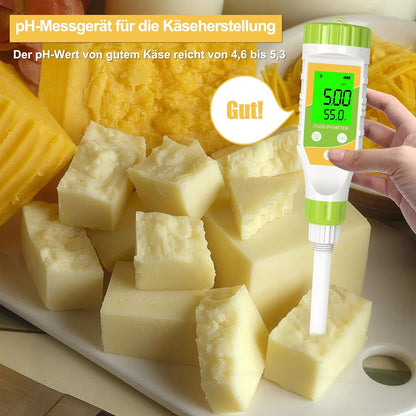 Digital pH Meter for Food, 0.01 Resolution High Accuracy Food pH Tester with Backlit LCD Display and ATC for Meat, Bread, Canning, Brewing, Cheese, Solid Sampling, Soft Soil and Water