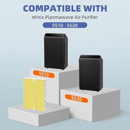 5510 5520 HEPA Pet Care Air Purifier Filter Q Replacement for Winix 5510 5520 Plasmawave Air Purifier H13 True HEPA Carbon Filter,# 1712-0123-00,2 Combon Set