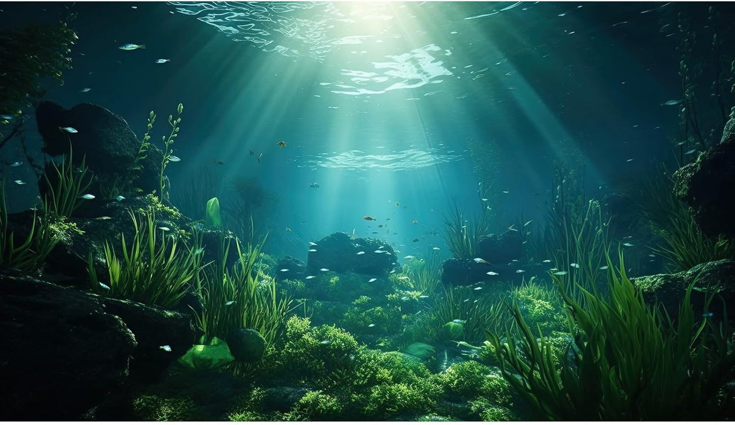 Underwater Fish Tank Background Under The Sea Aquarium Background Ocean Floor Aquatic Plants Fish Tank Backgrounds Deep Sea Sunray Tropical Aquarium Fish Reptile Tank Backgrounds 24x16in