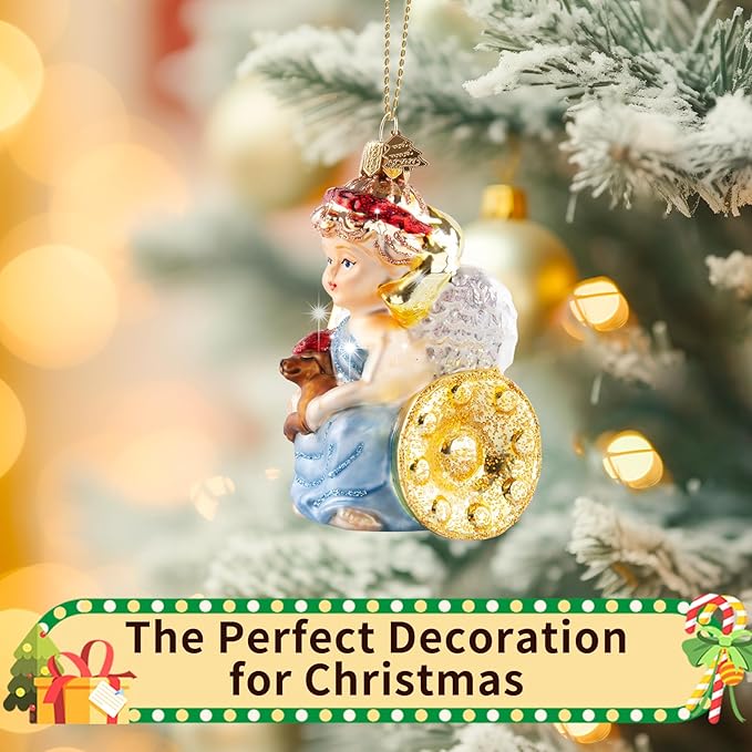 Angle Christmas Ornaments,Hand-Blown Glass Ornaments for Christmas Tree, Angle Watcher Collection Figurine Hanging Ornament,Glass Christmas Decorations for Angle Lovers Holiday Party Home Gifts