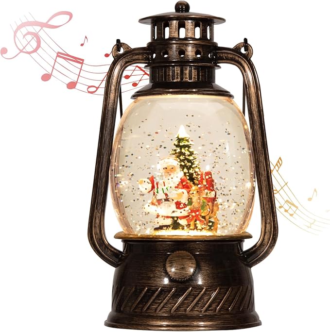 Christmas Decorations Indoor-Musical Snow Globe Christmas,Santa Christmass Tree Lighted Scene Snow Globes Lantern USB or Battery Powered,Christmass Decorations Decor for Home