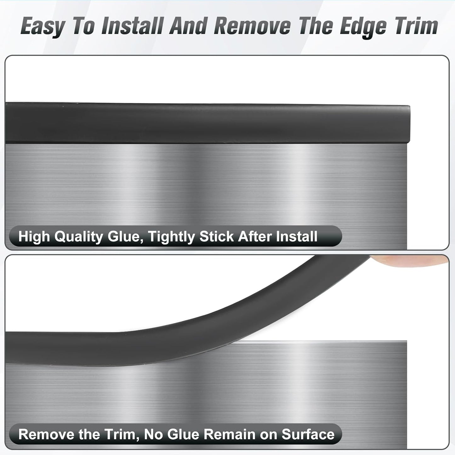 Edge Trim, 1/16" Rubber Edge Trim, Flexible Self Adhesive U Channel Edge Guards, Edge Protector for Sharp Edge, Sheet Metal and Car Doors, Peel and Stick Auto Door Guard, Black Color, 10Ft