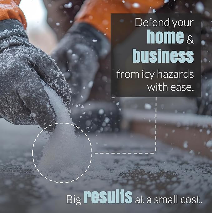 Halite Crystals Ice Melt Effective to -25°F, Eco-Friendly De-Icer, Optimal Granule Size for Quick Melting, Ideal for Driveways, Walkways, and Entryways (45, Pounds)