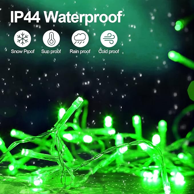 JXLEDAYY 200 FT 500 LED Christmas Lights Outdoor Fairy Lights Plug in Clear Wire String Lights Waterproof 8 Modes Timer for Outside Xmas Garden Tree Patio Yard Party Decorations-Green