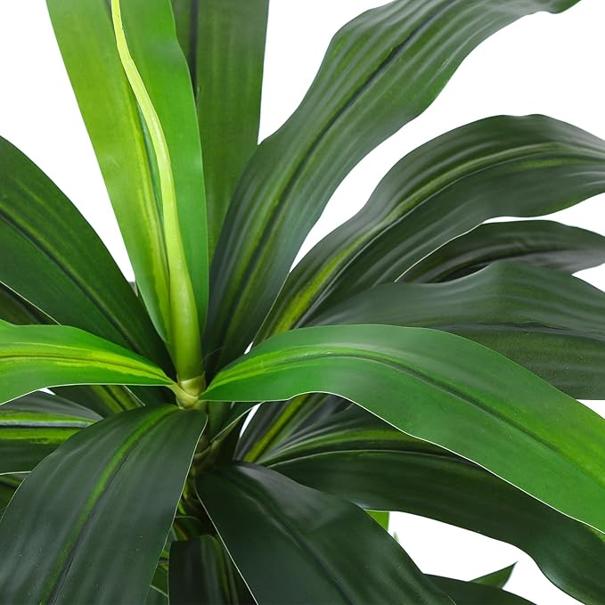 Artificial Dracaena Tree 4FT, Fake Tree with Plastic Pot, Fake Tropical Yucca Floor Plant, Lifelike Foliage and Branches, Artificial Plants Indoor for Home Office Living Room Decor Indoor