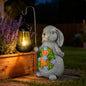 Solar Rabbit Garden Statue with Lantern – Waterproof Resin Outdoor Decor for Yard, Lawn, Patio, Garden – Gift for Easter, Christmas, Housewarming – Solar Garden Decor