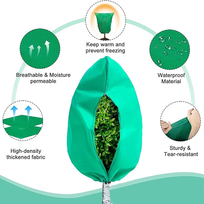 Plant Covers Freeze Protection 2 Packs 39.4ft x 47ft Winter Frost Covers for Outdoor Plants with Drawstring, Reusable Frost Cloth Plant Protection for Shrubs Trees and Potted Plants