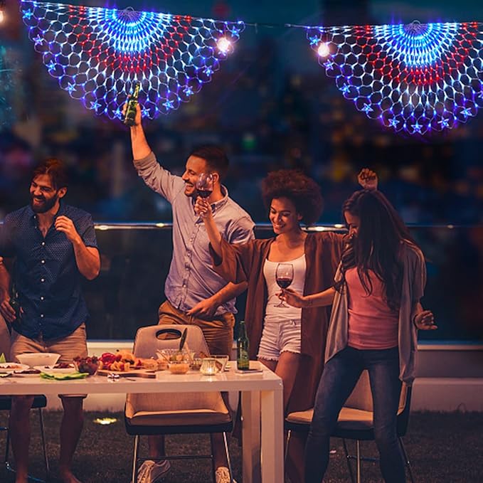 HYH American Flag LED Lights - 47in Patriotic Lights for 4th of July Decorating Indoor and Outdoor Waterproof Half Fan Flag Light for Patriotic LED Lighting Banner House, Garden,Decoration