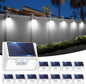 12 Pack Solar Lights Outdoor Motion Sensor, Waterproof Fence Lights with 3 Lighting Mode, Cool White LED Security Deck Lights for Outside Wall Yard Steps Stairs Garden - White
