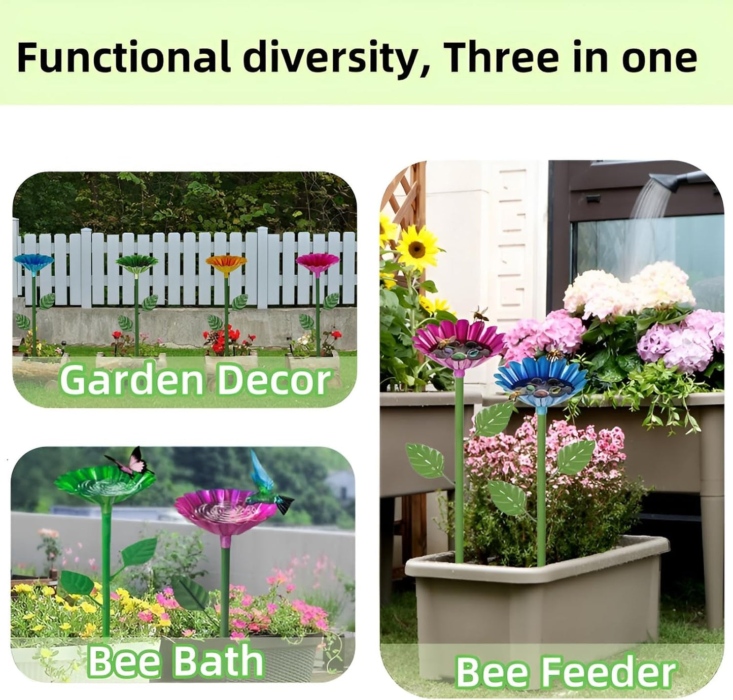 4 Pack Bee Watering Station Butterfly Water Feeder Cup with Flower Design Bee Bath Bowl Bird Bee Watering Cups for Outdoor Yard Garden Decor
