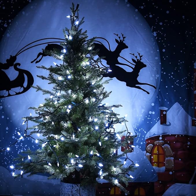 Christmas Lights - Battery Operated String Lights 50 LED String Lights Mini Lights with Auto-Timer and 8 Lighting Modes for Christmas Wreath Party Wedding Garden Home Decoration, White