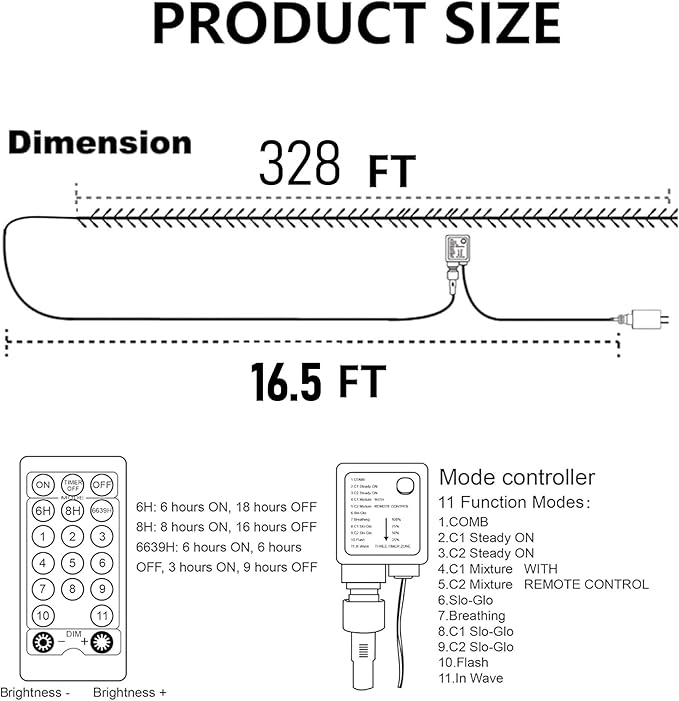 Dazzle Bright Color Changing Christmas Lights, 328FT 1000LED Warm White & Multi-colored Waterproof String Lights with Remote 11 Modes, Christmas Decoration for Outdoor Indoor Tree Party Garden Holiday