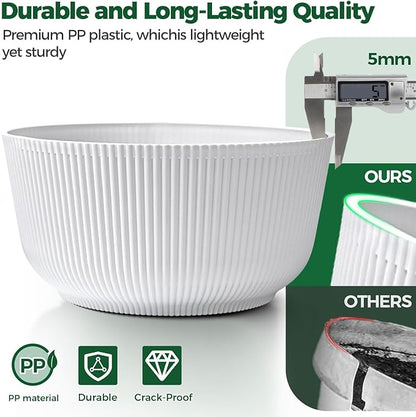 T4U 10 Inch Self Watering Pots for Indoor Plants, 2 Pack Large Plant Pots, Self Watering Planter for Indoor Plants, Durable Plastic Pots (2 Pack,10", White)