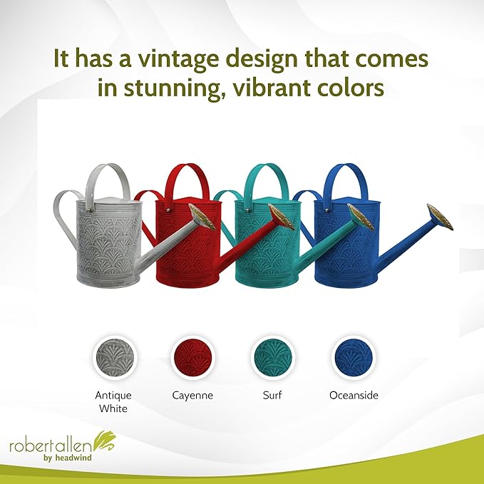 Headwind Aurora Surf Blue Metal Watering Can 2 Gallon – Galvanized Vintage Large Watering Metal Can for Indoor & Outdoor Garden Use by Robert Allen