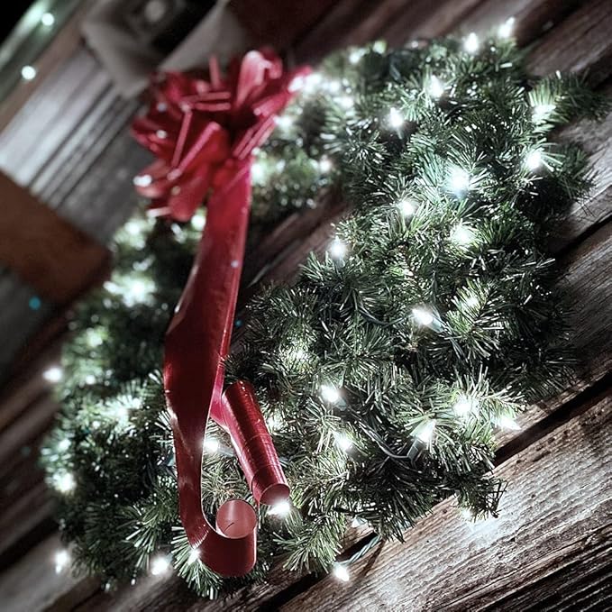 Christmas Lights - Battery Operated String Lights 50 LED String Lights Mini Lights with Auto-Timer and 8 Lighting Modes for Christmas Wreath Party Wedding Garden Home Decoration, White