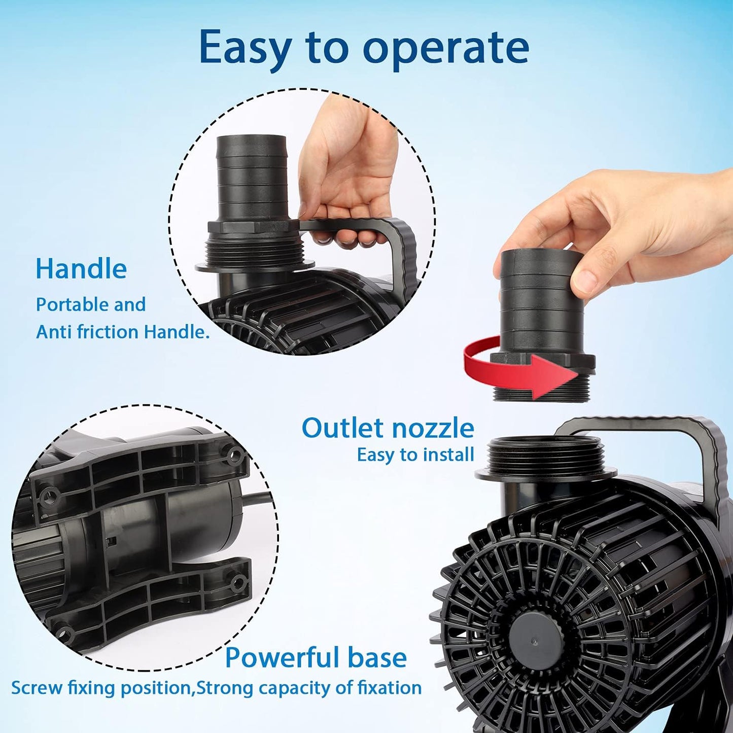 WaterRebirth (2900GPH-155W,UL listed) High Flow Large Fountain Submersible Water Pond Sump Pump Aquarium Electric Waterfall Pump Outdoor PS- 2900