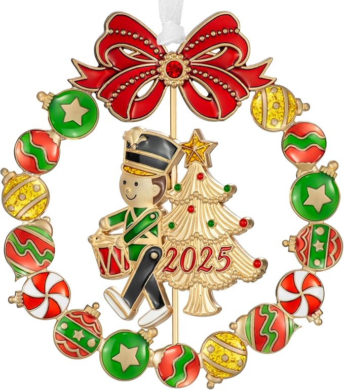 Laraine Christmas Tree Ornaments – 2025 Decorative Rotation Hanging Pendant of Car Charm Holiday Keepsake Gift Home Decor (Gold-Drummer Boy (2025))