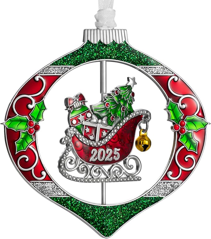 Laraine Christmas Tree Ornaments – 2025 Decorative Rotation Hanging Pendant of Car Charm Holiday Keepsake Gift Home Decor (Sleigh (2025))