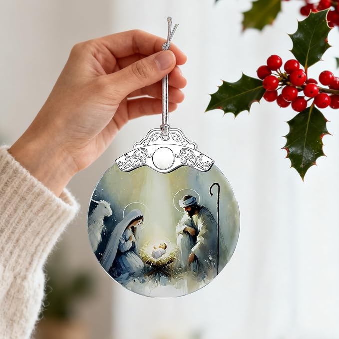 Nativity Scene Christmas Ornament - Religious Christmas Ornament - Christian Xmas Decor - Holy Family Ornaments - Christian Gifts - Religious Gifts - Gift Exchange - Gift Idea