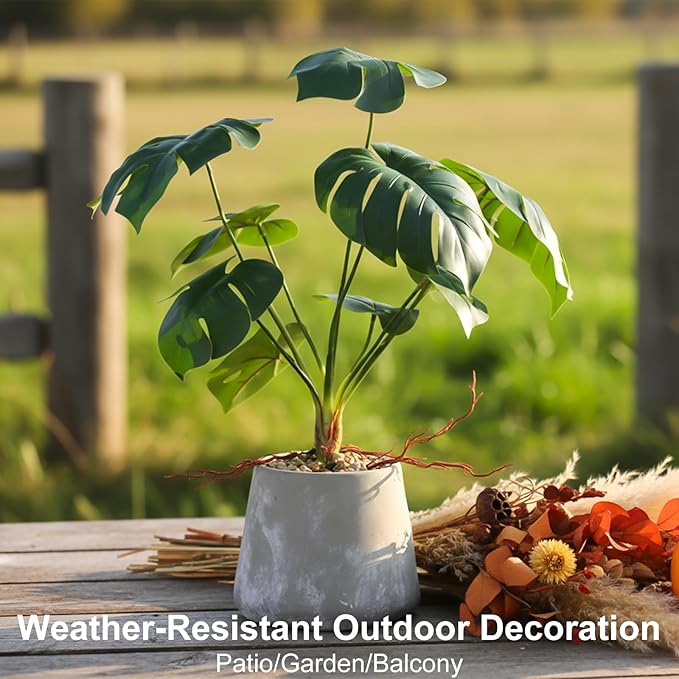 Fake Plants Large Artificial Monstera Faux Potted Plants Indoor Decoration, Faux Floor Plant for Indoor House Decor, Living Room, Bedroom, Office, House Plants