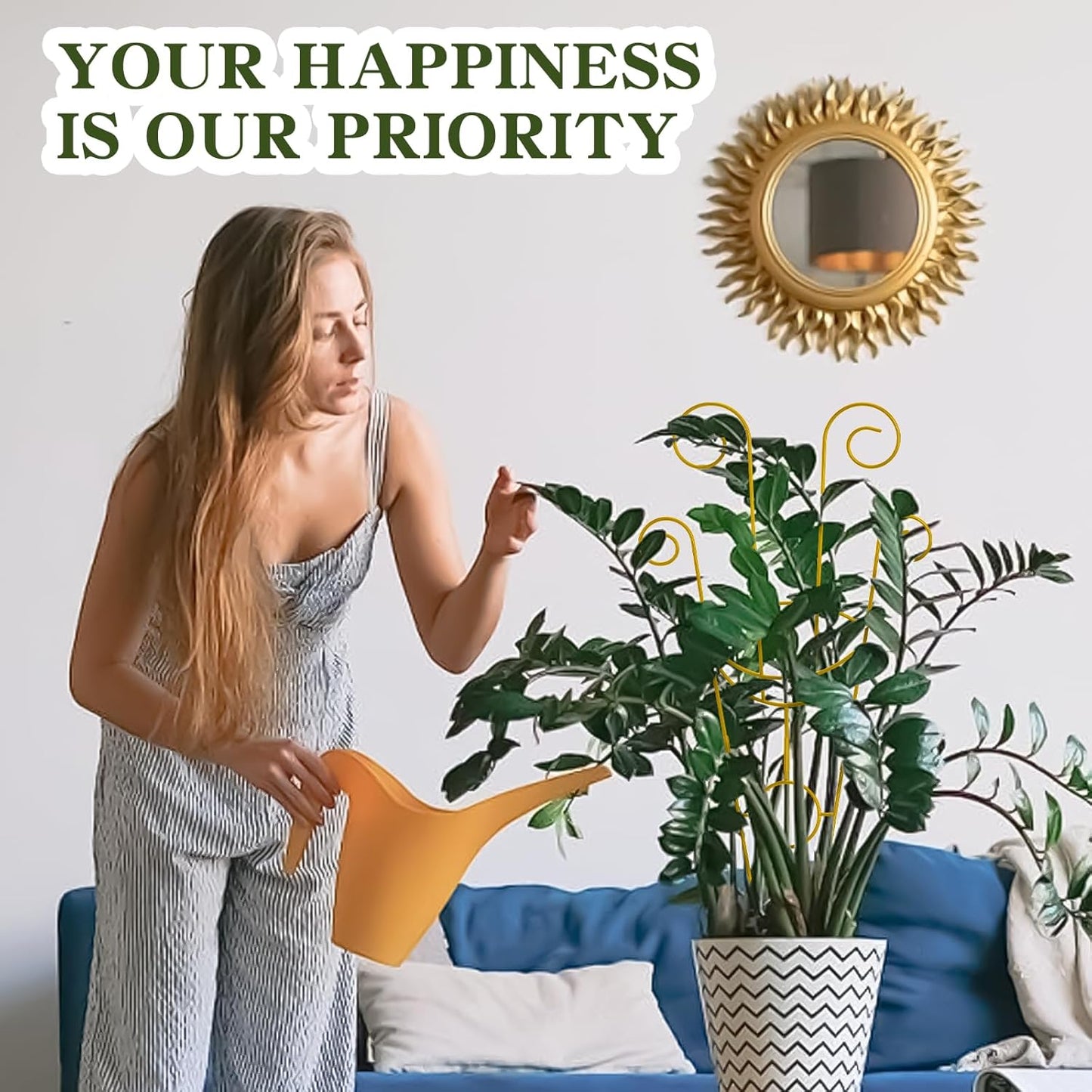 ZOUTOG Trellis for Climbing Plants Indoor 4 Pack 30 Inch,Rustproof Metal Garden Trellis for Potted Plants,Sturdy Houseplant Support Indoor Outdoor for Ivy Pothos Monstera Hoya Flower Vine(Golden Moon)