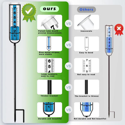 JMBay Rain Gauge Outdoor, Accurate rain gauges Outdoors Best Rated, Tall rain Gauge for Yard with Stake, Decorative rain Measure Gauge for Garden, Deck, Lawn with Large Numbers, Adjustable Height