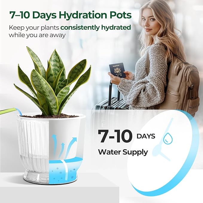 T4U 4 Inch Self Watering Plant Pot, 4 Pack Self Watering Pots, Self Watering Planter with Reservoir, Clear Self Watering Pots for Indoor Plants, African Violets, Flowers (4 Pack, 4", Clear)