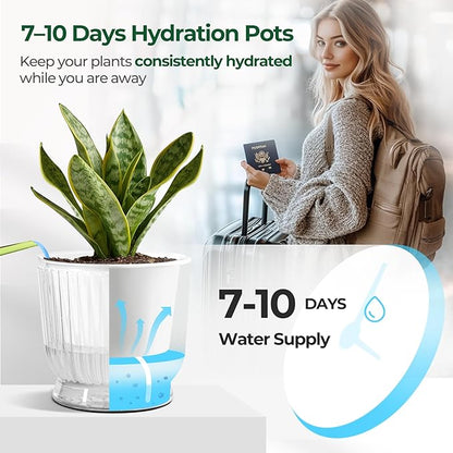 T4U 4 Inch Self Watering Plant Pot, 4 Pack Self Watering Pots, Self Watering Planter with Reservoir, Clear Self Watering Pots for Indoor Plants, African Violets, Flowers (4 Pack, 4", Clear)