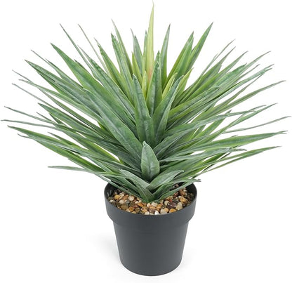 Velener Artificial Agave Plant in Black Pot with Real Stone Pebbles, Large Fake Agave Plant for Indoor and Outdoor-22 inches Tall, 105 Leaves