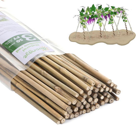 Plant Bamboo Post,3Feet,Bamboo Garden Stakes,50PcsBamboo Stakes,for Tomato,Beans,Vegetable and Flowers, Potted Plants,Indoor and Outdoor Climbing Plants