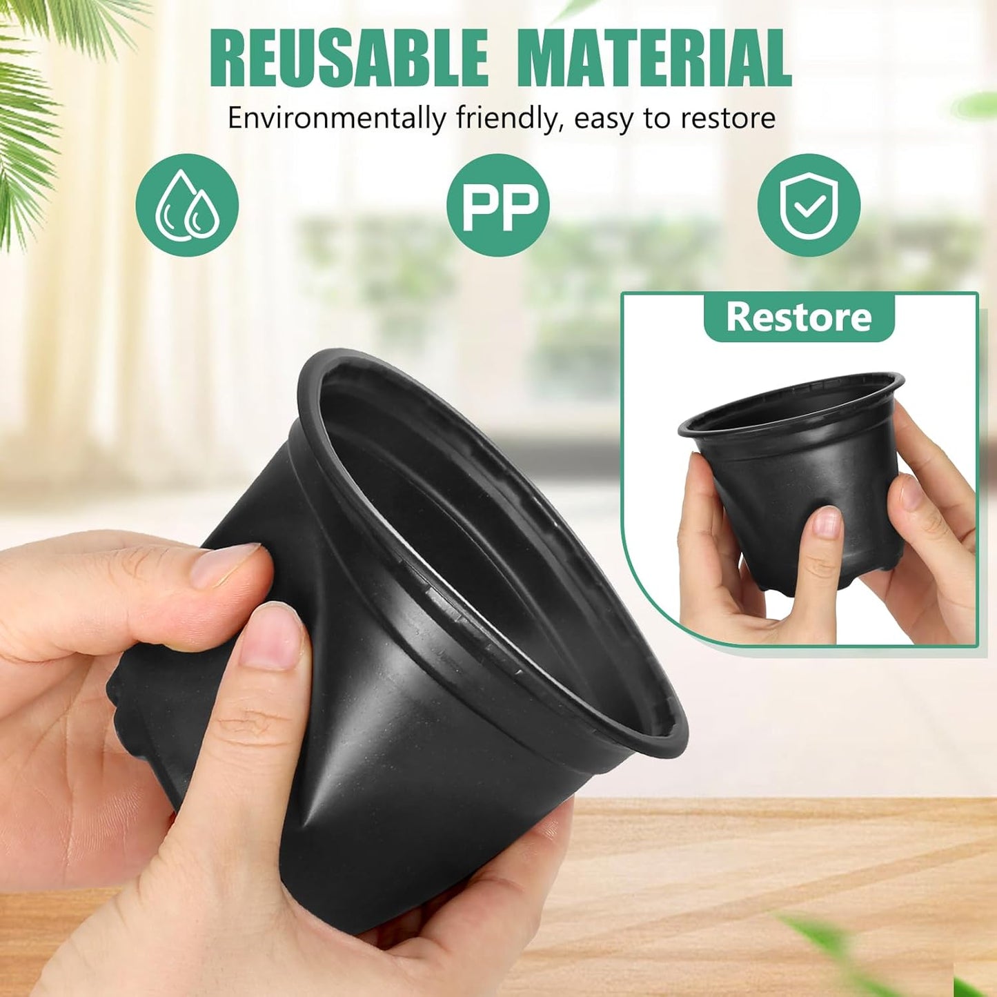 60 Pack 4 Inch Nursery Pots for Plants, Plastic Seeds Starter Pots with Drainage Holes, Small Plastic Plant Nursery Pots for Succulents Seedling Cutting Transplanting (60, 4 Inch)