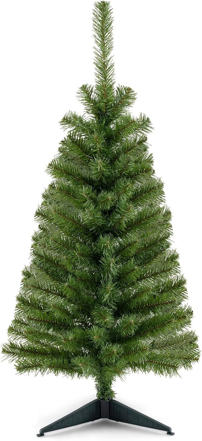 HAPPYGRILL 3 FT Small Christmas Tree, Artificial Tabletop Christmas Tree with Stand, Xmas Tree for Home Office Festival Decoration
