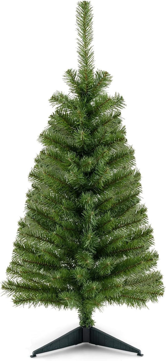 HAPPYGRILL 3 FT Small Christmas Tree, Artificial Tabletop Christmas Tree with Stand, Xmas Tree for Home Office Festival Decoration