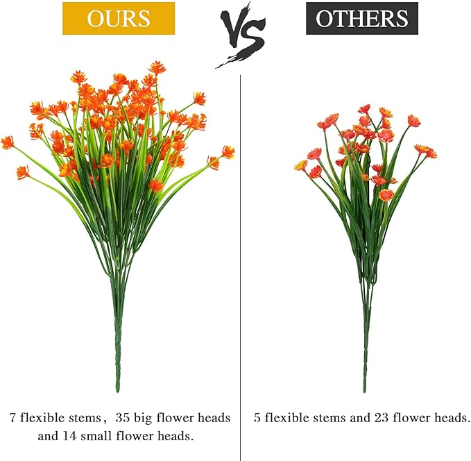 AmyHomie 20 Bundles Artificial Flowers for Outdoor Outside Spring Summer Decoration UV Resistant Faux Flowers No Fade Fake Plastic Plants Garden Porch Window Box Decorating