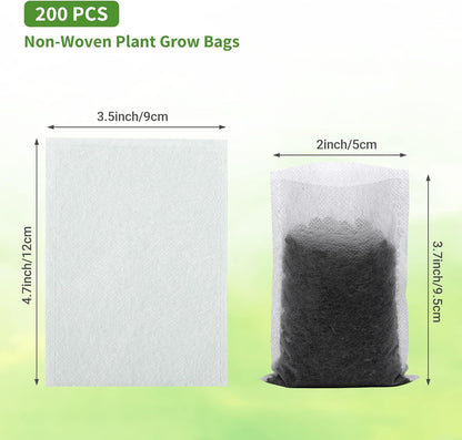 GREANER 200PCS Plant Nursery Bags, 3.5"x4.7" Biodegradable Non-Woven Fabric Plant Seeding Grow Bags, Vegetables Fabric Plant Seedling Pots, Transplant Pots Grow Pouch, Home Garden Supply